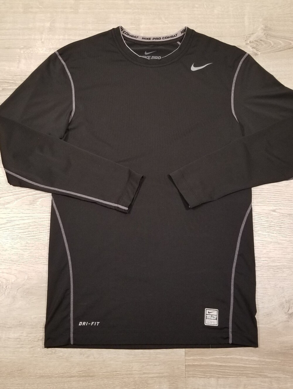 Nike Pro Combat Dri Fit Compression Shirt Mens XL Black Long Sleeve Active Wear